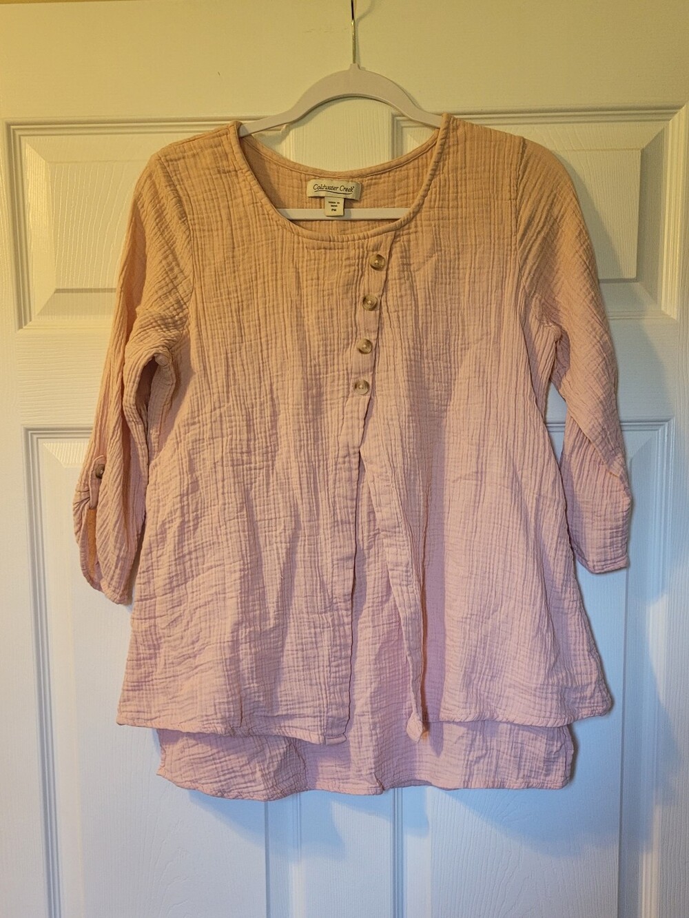 Muslim Cotton Pink Button-Front Top. Size Medium. 100 % Cotton